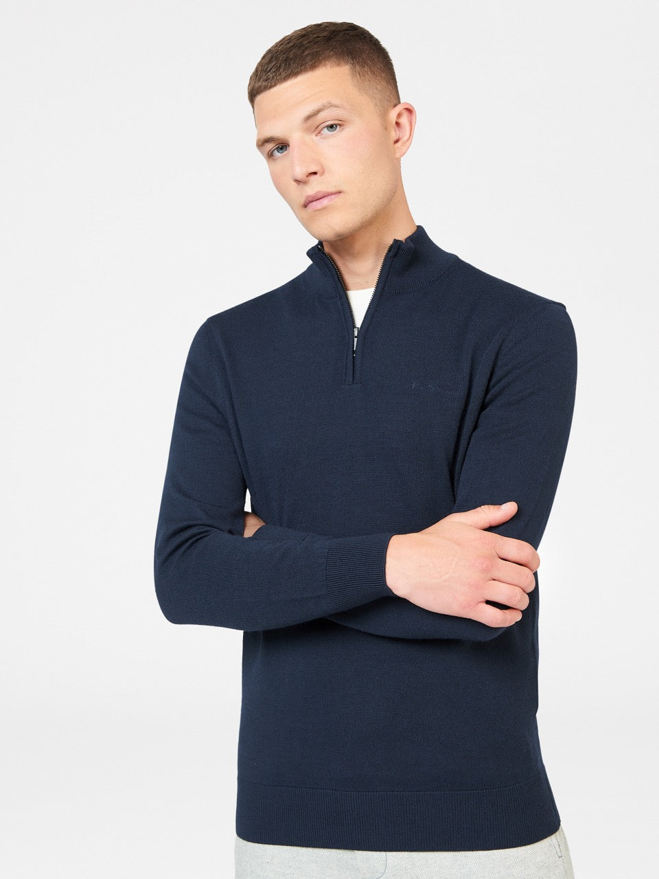 Knitwear Ben Sherman Merino Half-Zip Bleu Marine | NOU-27342793